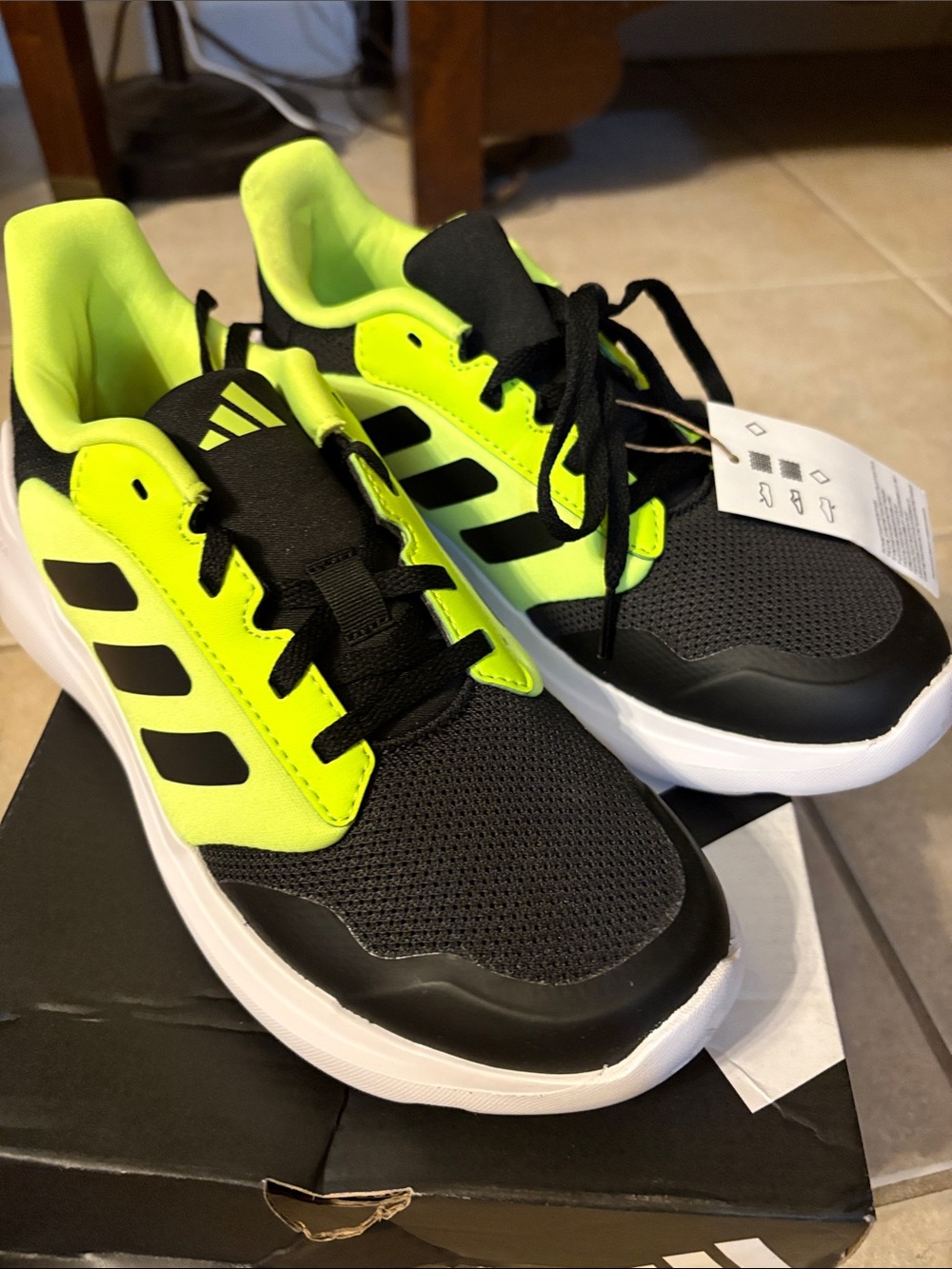 adidas Kids Neon Yellow and Black Running Sneakers